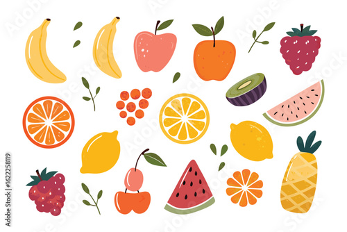 Vibrant Fruits: A colorful assortment of fresh fruits, arranged artfully and full of flavor, celebrates the natural sweetness of healthy eating.