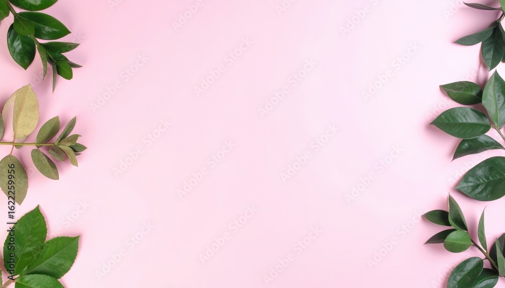 Fototapeta premium Floral arrangement display studio nature photography minimalist background overhead view greenery concept