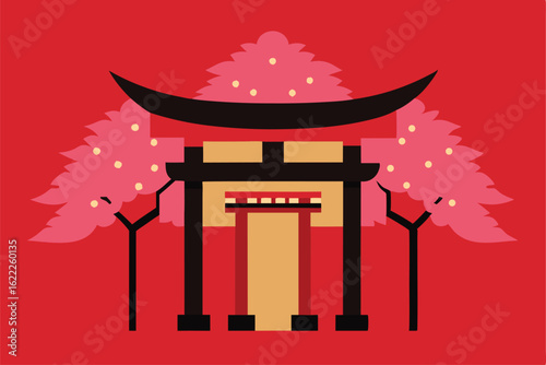 vector illustration of japanese temple