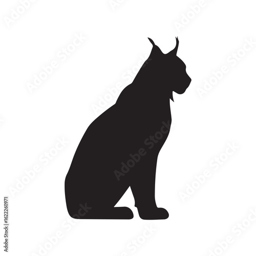 Sitting lynx silhouette vector flat illustration design