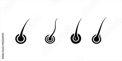 hair treatment logo hand drawn illustration on white background, hair silhouette vector.