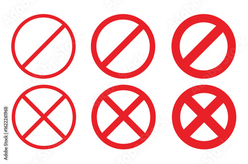 Free Download Red Prohibition and Cross Mark Icons Set – Isolated on Transparent Background - GFXLoad