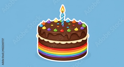 Birthday cake with rainbow icing