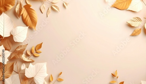 Autumn leaves arrangement indoor setting decorative art minimalist design aesthetic environment warm color palette