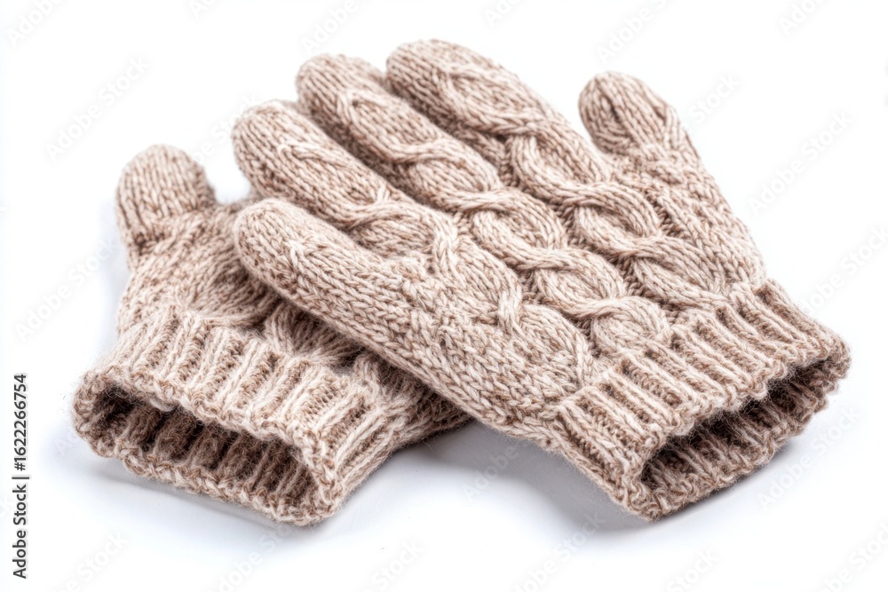Fototapeta premium Cable Knit Glove on White Background