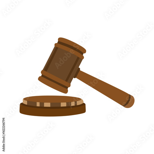 wooden gavel on white