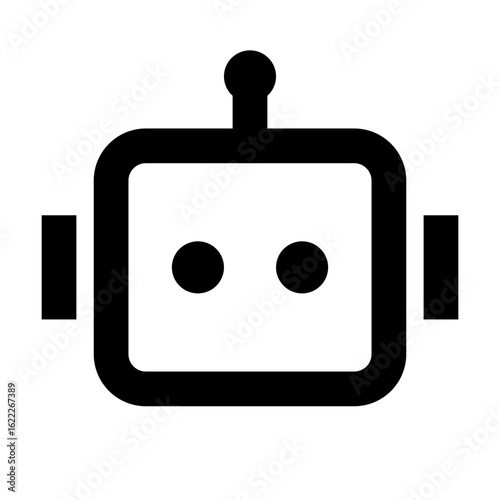 Simple robot head icon, outline symbol for AI and technology