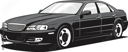 Sleek black sedan illustration perfect for automotive marketing brochures