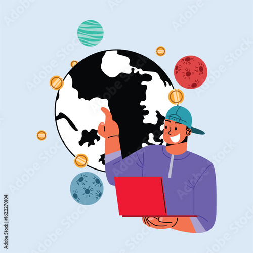 Global Crypto Investment Illustration