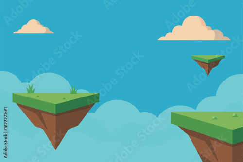 side scrolling grassy platform background with flo.eps