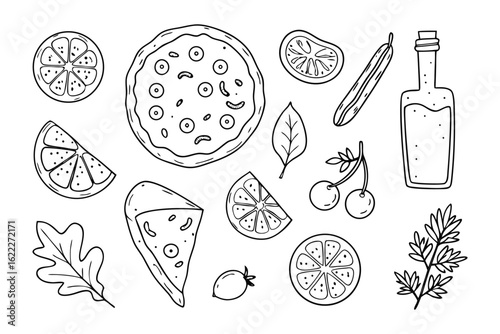 Culinary Delight: A visual feast featuring an assortment of ingredients essential for a flavor-packed culinary experience, artfully arranged and capturing the essence of freshness and gastronomy.