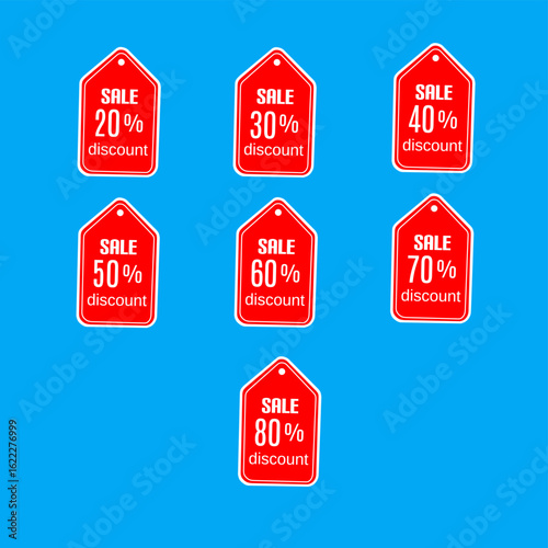 Desain satu set ikon tag diskon berbentuk label gantung