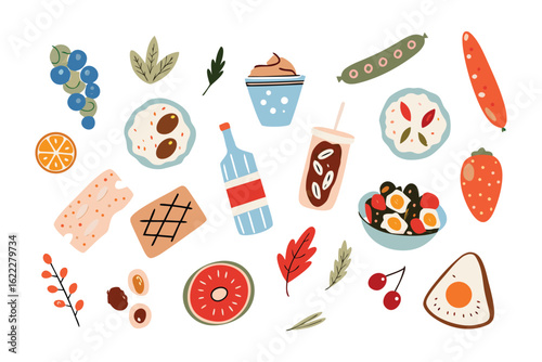 Culinary Delight Collection: A vibrant ensemble of delicious food elements and delightful ingredients, showcasing a visual feast of culinary diversity.