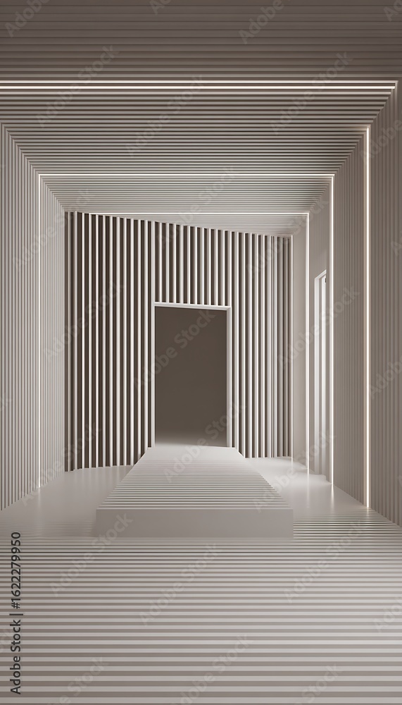 Fototapeta premium Minimalist corridor with geometric and linear design