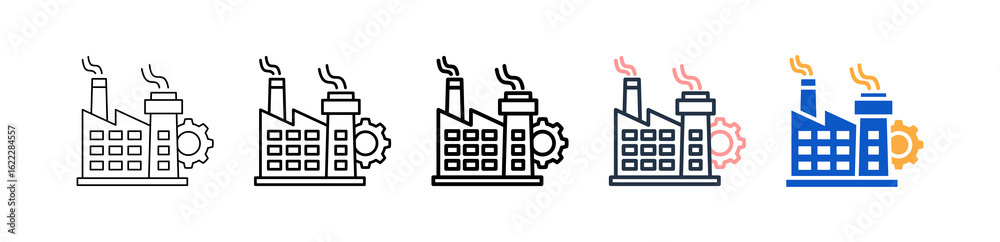 Factory different style icons set vector illustration. Factory different style icons set vector illustration.