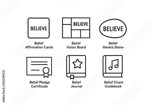 simple straight perfect outline stroke icon items monoline icons style isolated on white background belief affirmation cards belief board belief mantra stone belief pledge certificate