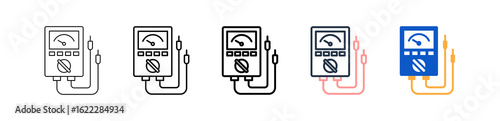 Voltmeter different style icons set vector illustration. 