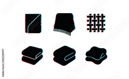 six different glitch effect illustration isolated on white backgorund blanket fleece blanket corner blanket fringe blanket weave blanket layer blanket softness