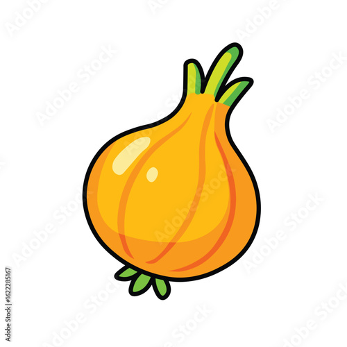 Illustration Vector Graphic Cartoon of a Fresh Yellow Onion