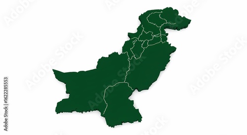 Pakistan Map Graphic Dark Green Silhouette
