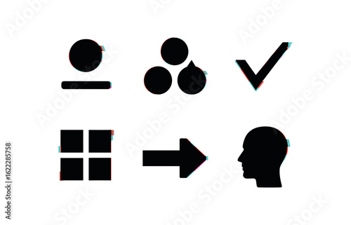 six different glitch effect illustration isolated on white backgorund truth proposition node truth set theory diagram truth value binary indicator truth verification protocol truth mapping