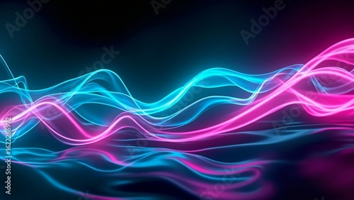 Elegant 3D abstract background with flowing wave curves in blue and purple tones, smooth gradients, soft glow, and futuristic reflections. Perfect for tech wallpaper, UI design, or digital branding.