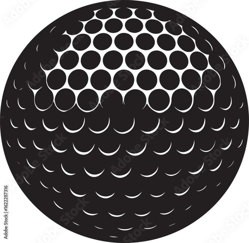 Silhouette of Golf Ball in Black | Clean Sports Icon Illustration Vector Format