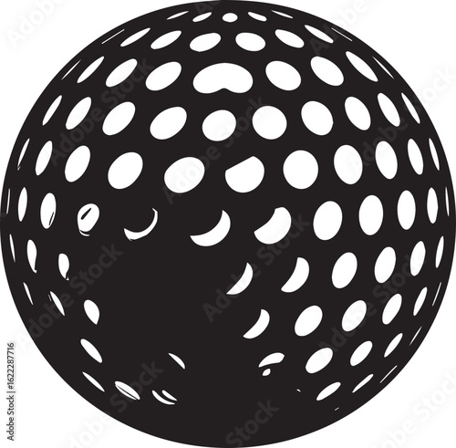 Silhouette of Golf Ball in Black | Clean Sports Icon Illustration Vector Format