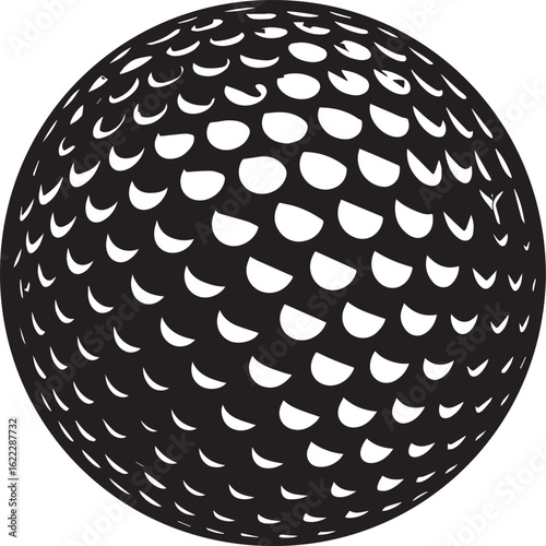 Silhouette of Golf Ball in Black | Clean Sports Icon Illustration Vector Format