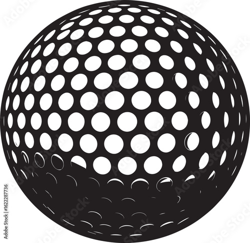 Silhouette of Golf Ball in Black | Clean Sports Icon Illustration Vector Format
