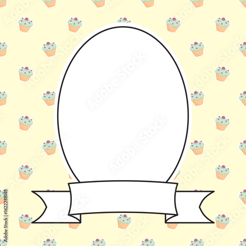 Hand drawn decorative vector frame on sweet cake background