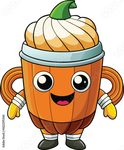 Halloween Pumpkin Spice Latte Costume – Flat Bold Vector