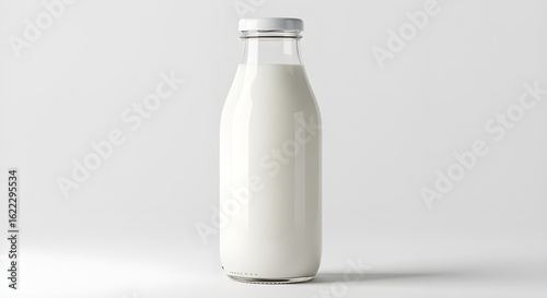 Fresh Milk Bottle on White Background