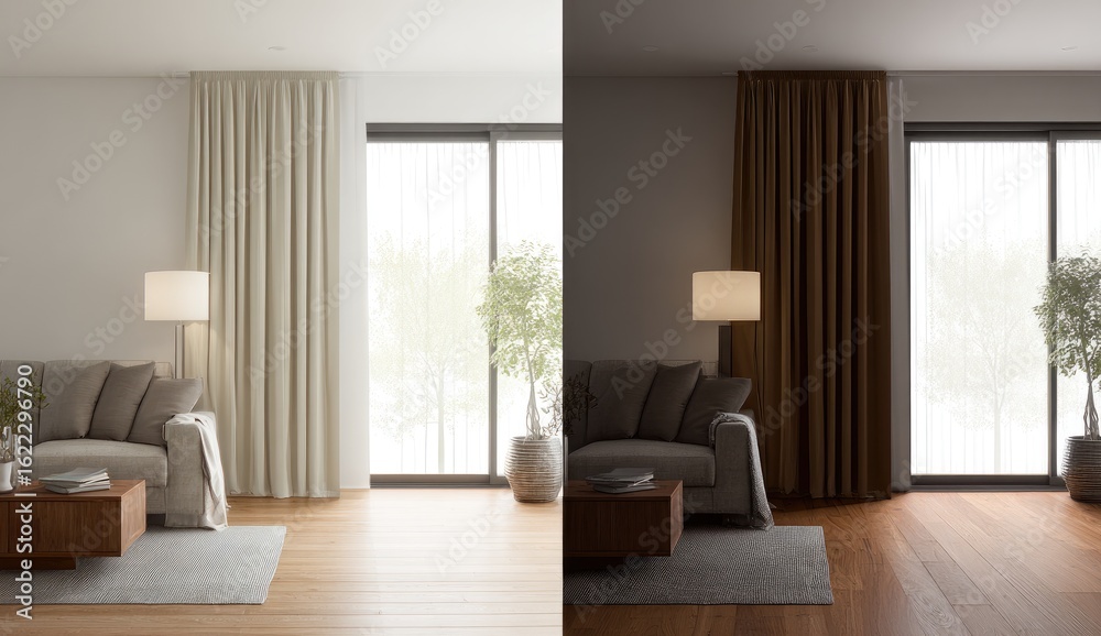 Fototapeta premium Interior design comparison, light & dark