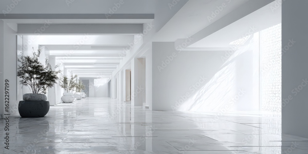 Obraz premium Minimalist White Hallway with Empty Space