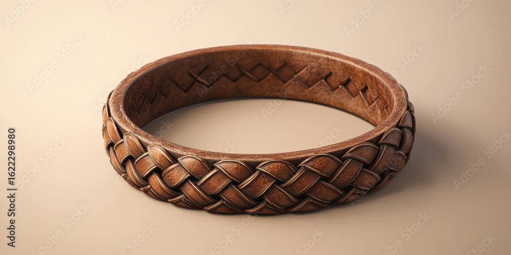 Fototapeta premium Braided leather ring. AI.