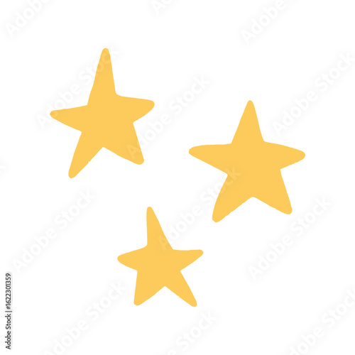 vector illustration of yellow stars doodle isolated on transparent background