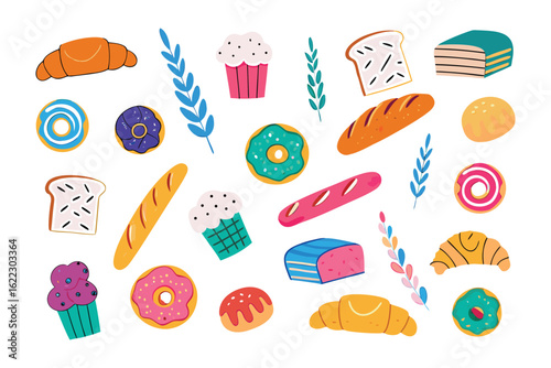 Baking assortment: An artistic array of various baked goods, inviting visual experience and conveying delight, a tribute to the joy of baking.