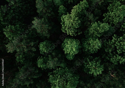 Aerial view of a dense forest