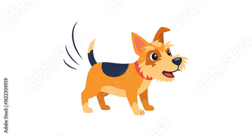 Cartoon Happy Dog Wagging its Tail Enthusiastically isolated on White Background design for children and animal lovers, in an joyful expression