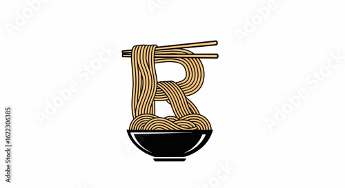 Artistic Noodles Forming the Letter B, Served in a Bowl