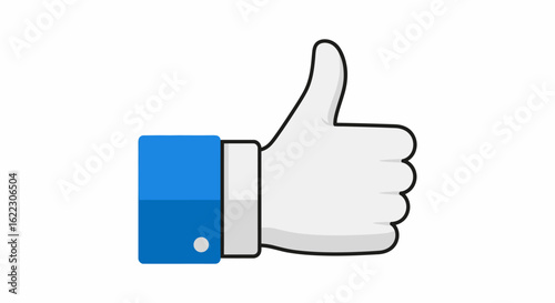 Cartoon Hand Gesturing Thumbs Up in Blue Cuff