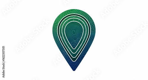 Gradient Topographic Map Pinpoint Symbol with Concentric Layered Design