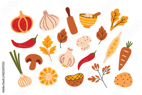 Harvest Bounty: A vibrant collection of fresh, colorful, and organic vegetables and ingredients for cooking, promoting healthy eating and culinary creativity.