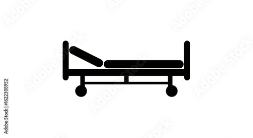 Simple Black Silhouette of a Hospital Bed on Wheels