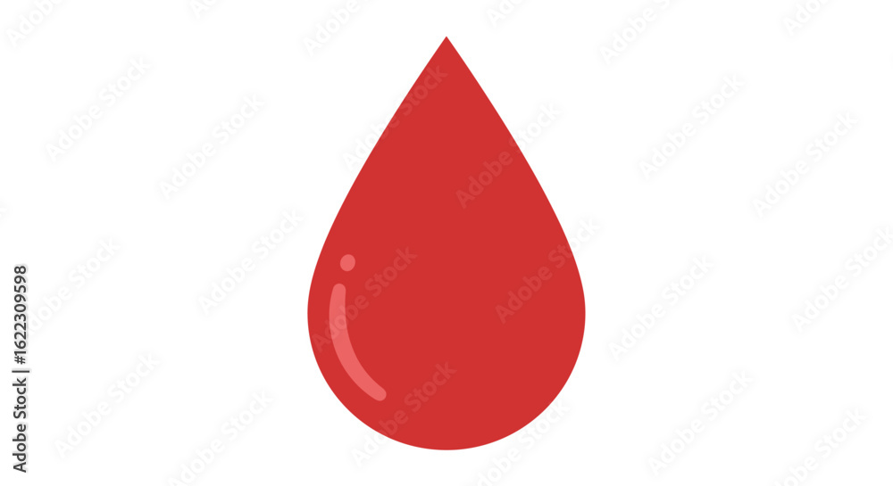 Fototapeta premium Single, vibrant red blood drop with a subtle highlight, symbolizing life and health.