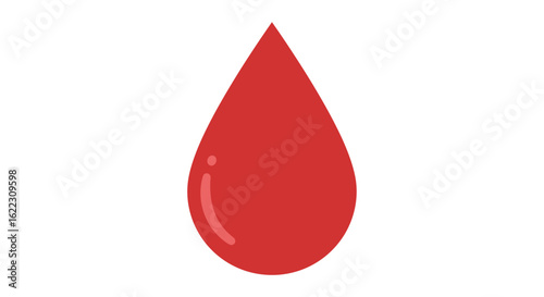 Single, vibrant red blood drop with a subtle highlight, symbolizing life and health.