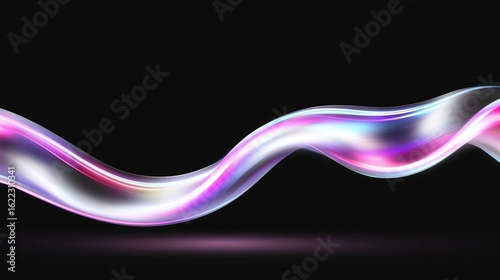 A digital illustration of a flowing, abstract wave in shades of pink, purple, and white.