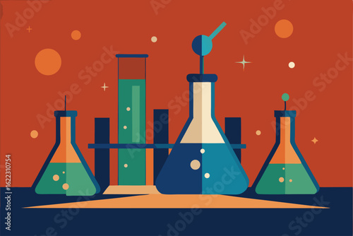 science beakers and formulas background  .eps