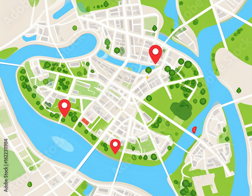 city map with flag